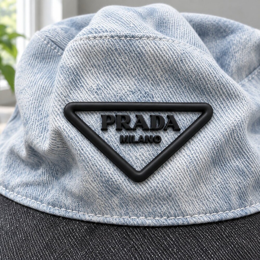 Prada Two-Tone Denim Bucket Hat - Picture 5 of 6